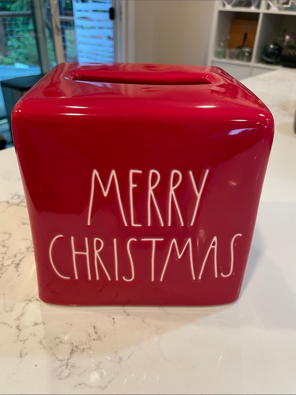 NWOT Rae Dunn Christmas' Ceramic Holiday Tissue Box Cover.